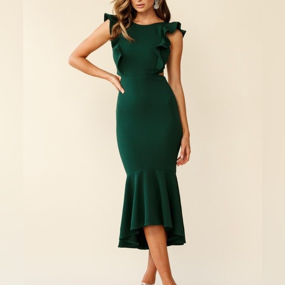 Petal & Pup Avani Emerald Green Midi Dress, size 4 / small